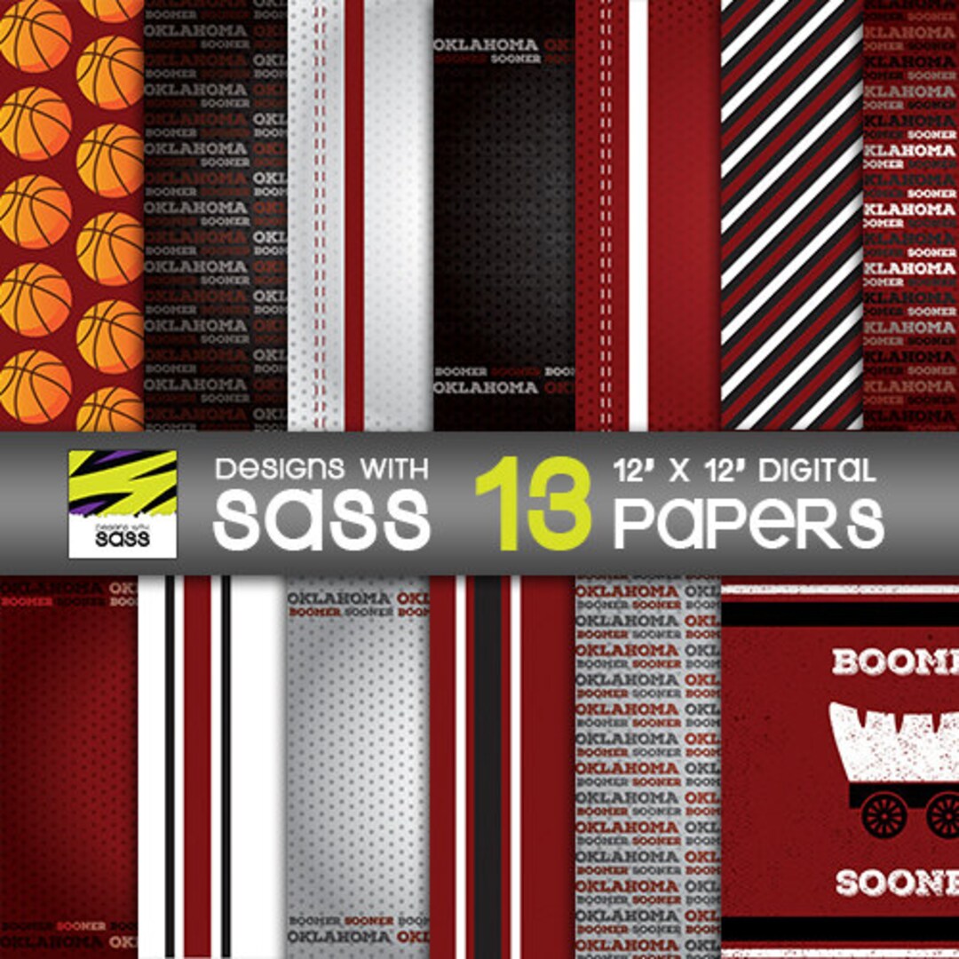 Digital Paper Oklahoma Sooners Boomer Sooner Papercraft - Etsy