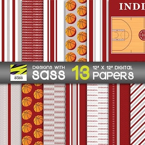 Digitales Papier, Indiana College Basketball Muster, Indiana College Basketball Papier, Basketball Scrapbook, digitales Kraftpapier,