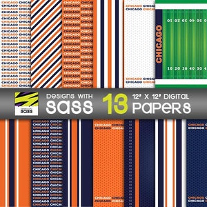 Digitales Papier, Chicago Football Muster, Chicago Football Papier, Chicago Football Sammelalbum Design, Chicago Football Kraftpapier, Bären