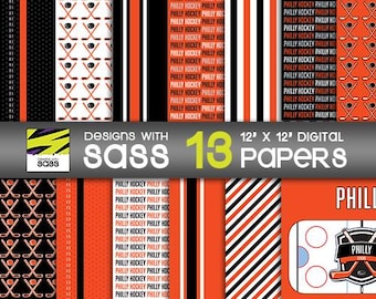 Philadelphia Hockey Digital Paper, Philly Hockey Scrapbook, Philadelphia Hockey background, Philly Hockey Pattern, Hockey Tumbler