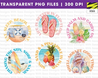 Beach Sayings PNG, Beach Shirt Designs, Set of 6, Tropical png Designs, Coastal png Designs, Tropical Shirt Design, Coastal Shirt Design