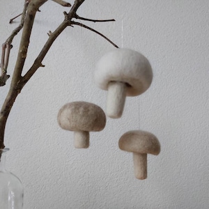 Champignon ornament - mushroom decor - felt food - felted Christmas ornament - mushroom ornament - Easter ornament