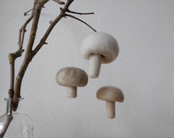 Champignon ornament - mushroom decor - felt food - felted Christmas ornament - mushroom ornament - Easter ornament