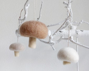 Champignon ornaments - fungi ornament - mushroom ornament - felt food - hanging mushroom set