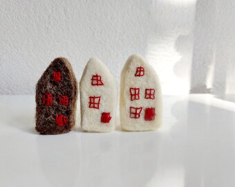 Miniature house ornament - felted house - miniature house - felted Christmas - holiday decor