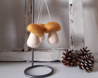 Felt holiday ornaments - mushroom ornament - felted tree - Easter ornaments - Christmas decorations - felt toadstool ornament