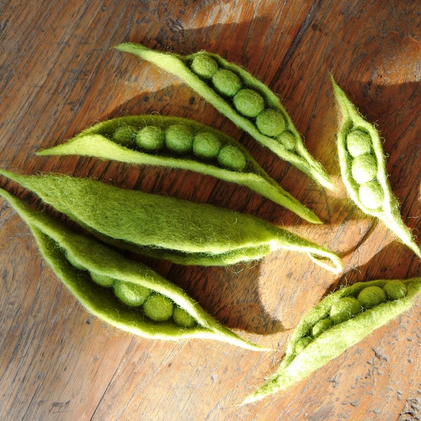 Sur commande - Légumes feutrés - Petits pois feutrés - Nourriture feutrée - Remplisseur de bol