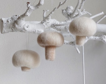 Champignon ornaments - fungi ornament - mushroom decor - felt food - mushroom ornament set