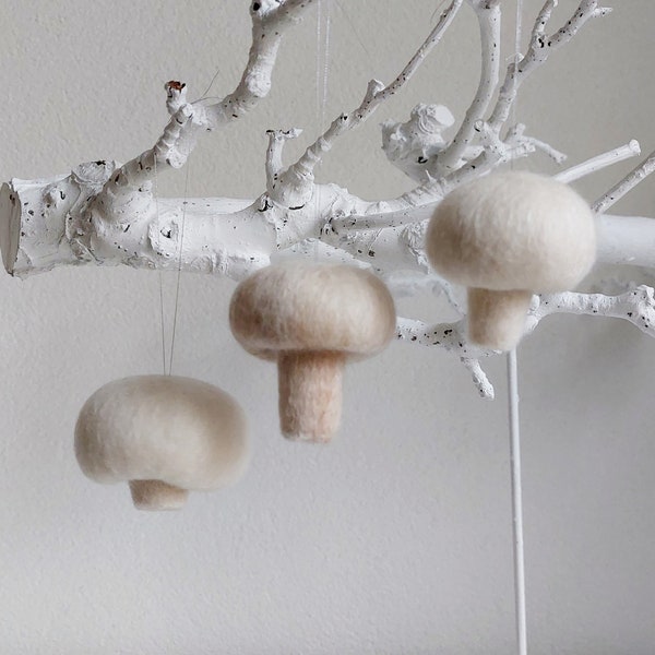 Champignon ornaments - fungi ornament - mushroom decor - felt food - mushroom ornament set