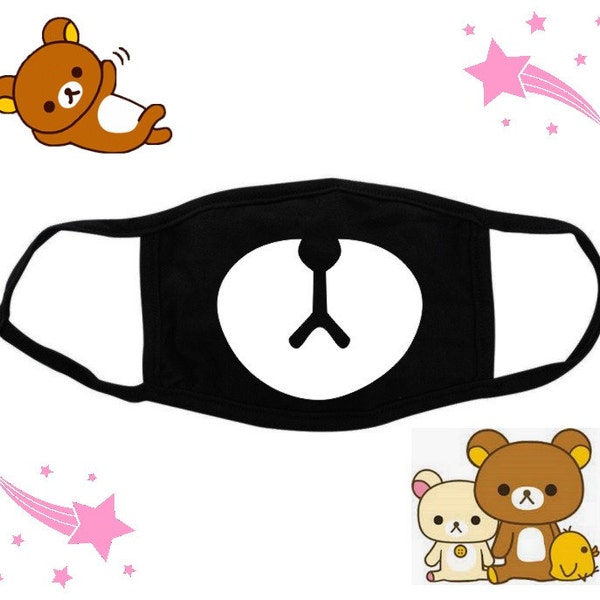 Anti dust mask Rilakkuma bear Kawaii cute - Anime emoji emoticons -  Eyes mouth - Harajuku - Surgical mask