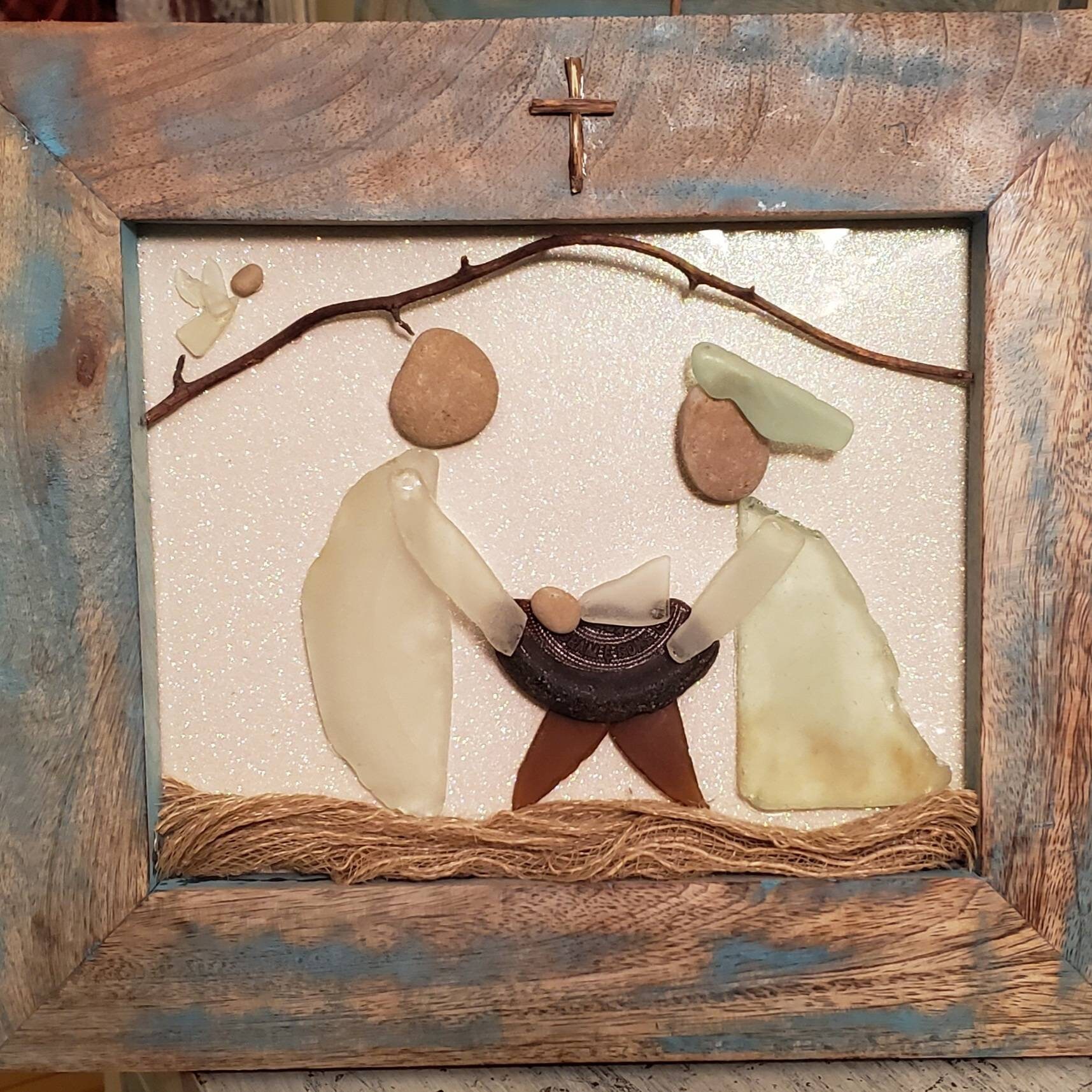 Sea Glass Nativity Scene Sea Glass Manger Christmas Wall Etsy.de