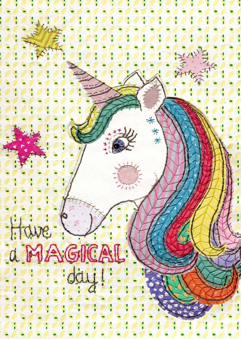 Have A Magical day, Unicorn Greeting Card, All Occasions Card, Print of Original Artwork image 1