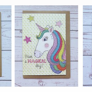 Have A Magical day, Unicorn Greeting Card, All Occasions Card, Print of Original Artwork image 5