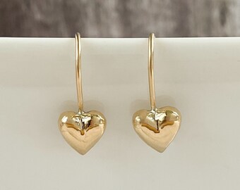 Tiny heart 9ct gold earrings