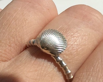 Snäckskalring i sterlingsilver | Kustsmycken | Liten snäckskalring