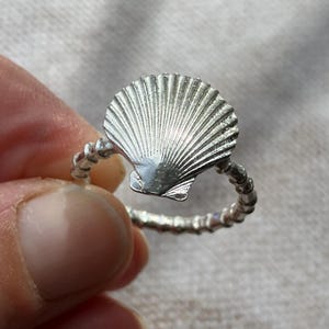 Sterling silver shell ring | Coastal granddaughter silver ring | Handmade solid silver jewellery