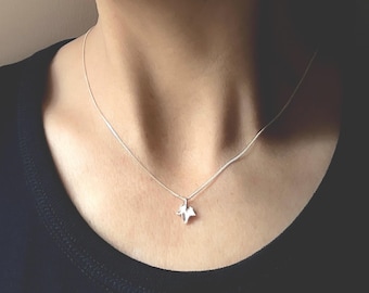 Tiny Silver Ivy Leaf Necklace | Solid Sterling 925 Silver