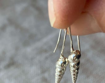 Sterling Silver Seashell Drop Earrings: Coastal Jewelry