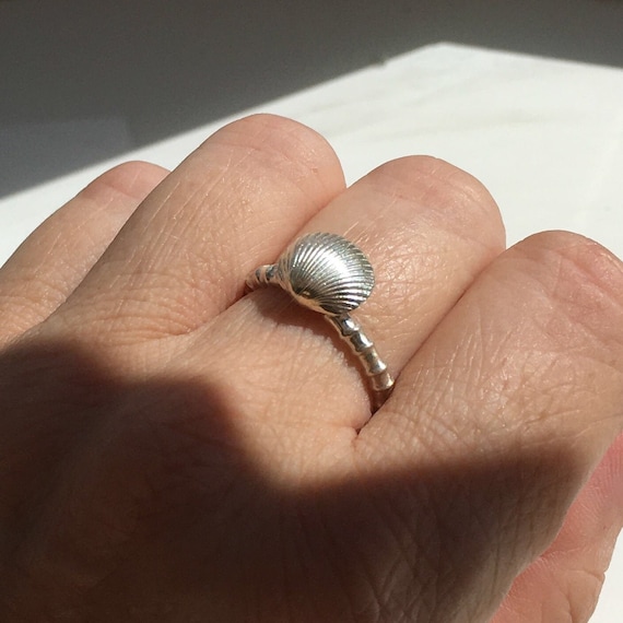 Bague coquillage en argent sterling Bijoux côtiers Bague petit
