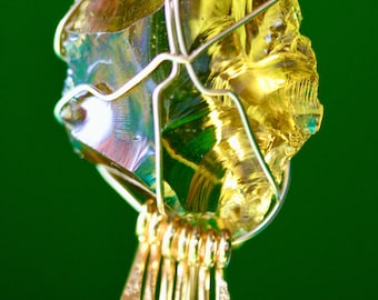 Super Rare Large Gold Andara Crystal Pendant 17,92 grams - 14 cts.Gold Filled Wire and Gold Filled Decoration