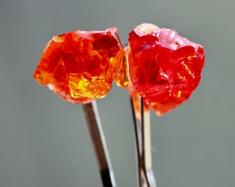 Fire Solar Light Andara Crystal Magical Hair Pins Couples - Super Rare Specimens !!!! -