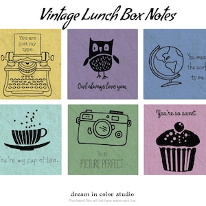 cartes de correspondance d'amour de boîte à lunch vintage