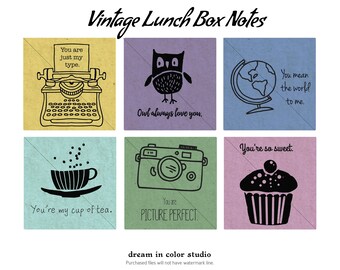 Vintage Lunch Box Love Note Cards