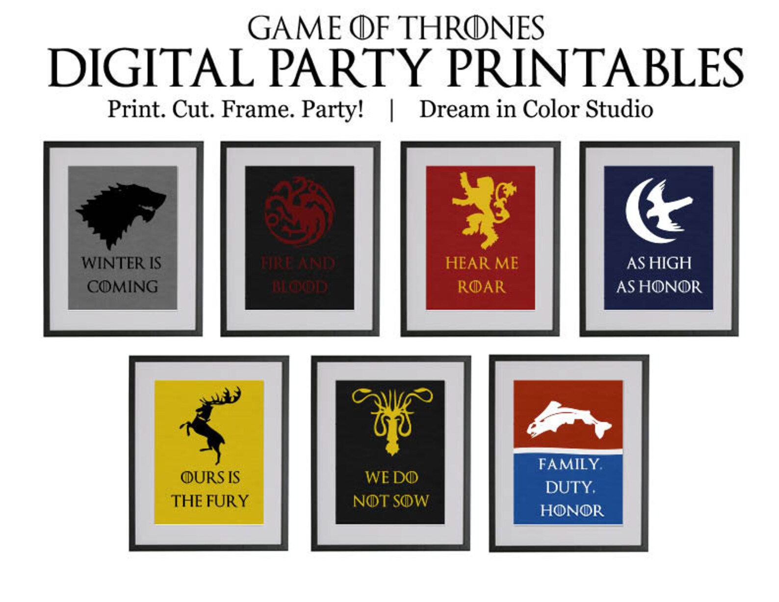 Game of Thrones Digital Party Printables: Cupcake Wrappers - Etsy