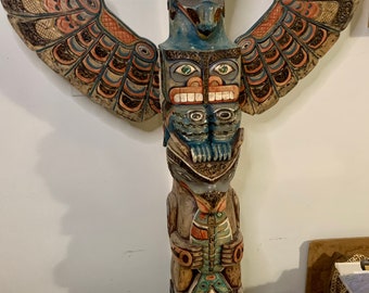 Schöner 60 cm Totem = B-Ware = Holz Indianer Handarbeit Bali Totem60 