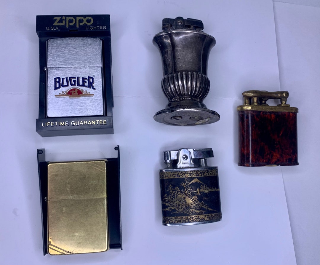 Set of 5 Vintage Automatic Lighters Original All Brass Zippo Etsy