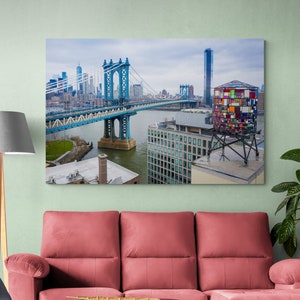 Glass Water Tower, New York Art, Manhattan Bridge, Color Photography, NYC Buildings, Wall Art, Urban Art Print, Fine Art Photo, NYC Skyline image 1