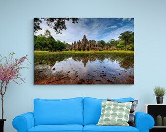 Bayon Temple, Angkor Wat, Color Photography, Ancient Ruins, Wall Art, Art Print, Fine Art Photo, Cambodia, Architecture, HDR, Reflection