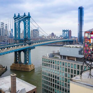 Glass Water Tower, New York Art, Manhattan Bridge, Color Photography, NYC Buildings, Wall Art, Urban Art Print, Fine Art Photo, NYC Skyline image 2