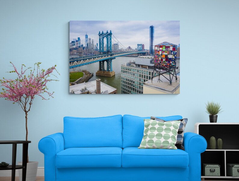 Glass Water Tower, New York Art, Manhattan Bridge, Color Photography, NYC Buildings, Wall Art, Urban Art Print, Fine Art Photo, NYC Skyline image 3