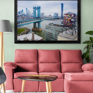 Glass Water Tower, New York Art, Manhattan Bridge, Color Photography, NYC Buildings, Wall Art, Urban Art Print, Fine Art Photo, NYC Skyline image 4