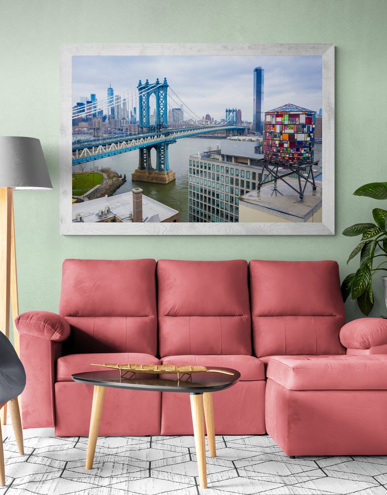 Glass Water Tower, New York Art, Manhattan Bridge, Color Photography, NYC Buildings, Wall Art, Urban Art Print, Fine Art Photo, NYC Skyline image 5