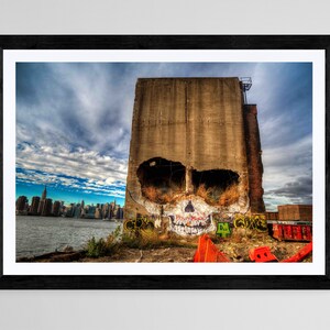 Graffiti Skull, New York Art, Color Photography, Manhattan Skyline, Wall Art, Urban Art Print, Fine Art Photo, Brooklyn, NYC Street Art, HDR image 5