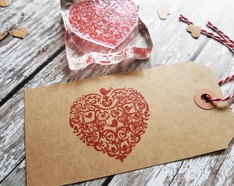 Love Heart Bird stamp, rubber stamp, heart stamp