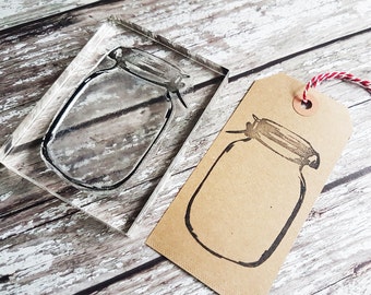 Mason Jar, rubberstamp, ideal for wedding favors card making, gift wrapping