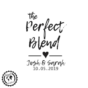 Custom Wedding Stamp / The Perfect Blend / Save the Date Stamp / Wedding Invitations / Wedding Favour Tags