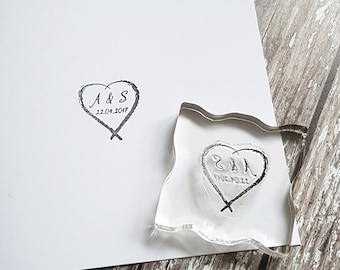Custom Wedding Stamp, DIY wedding stamp, initials stamp, monogram stamp heart