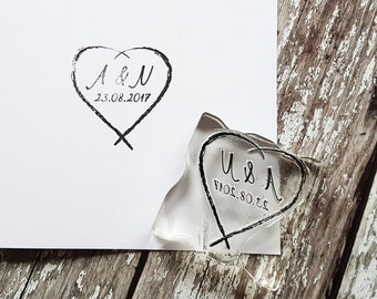 2" Custom Wedding Stamp, DIY wedding stamp, initials stamp, monogram stamp heart