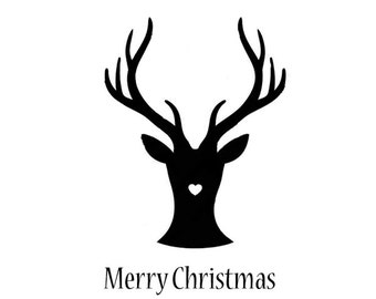 Stag Merry Christmas Stamps Christmas Stamp christmas card stamp, gift tag stamp, gift wrap, DIY Christmas