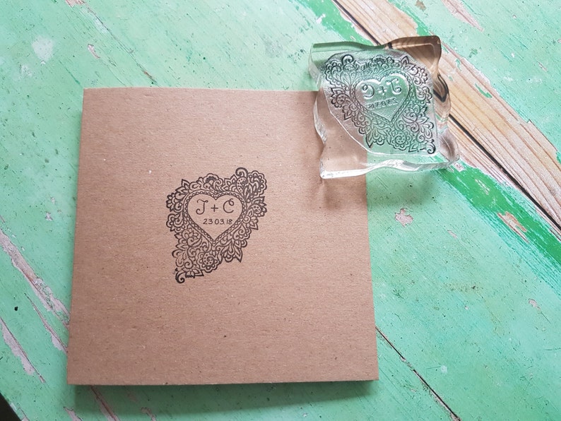 Custom Wedding Stamp initials name stamp monogram stamp heart