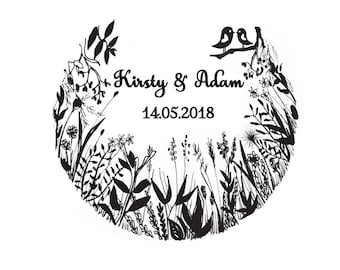 Custom Wedding Stamp/ Initials Stamp / Monogram stamp / Woodland Wedding / Save the Date Stamp / Wedding Invitations / Wedding Favour Tags