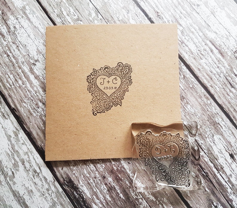 Custom Wedding Stamp initials name stamp monogram stamp heart