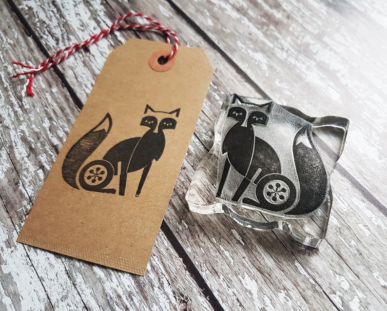Fox stamp rubberstamp Etsy