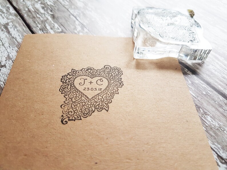 Custom Wedding Stamp initials name stamp monogram stamp heart