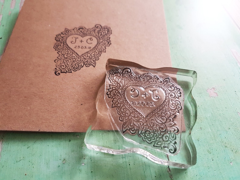 Custom Wedding Stamp initials name stamp monogram stamp heart