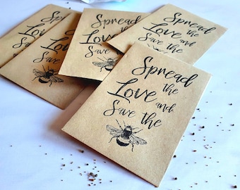 Hochzeit Gastgeschenke, Verbreiten Sie die Liebe Save the Bee, Hochzeitsdekor, Samen Paket Hochzeitsbevorzugung